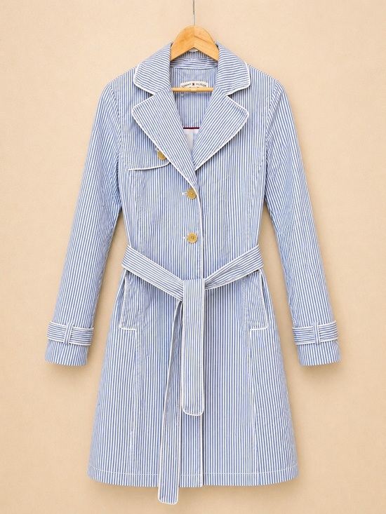 Tommy Hilfiger Jackets & Blazers - TOMMY HILFIGER Trench Coat Belted Striped Spring Jacket Classic